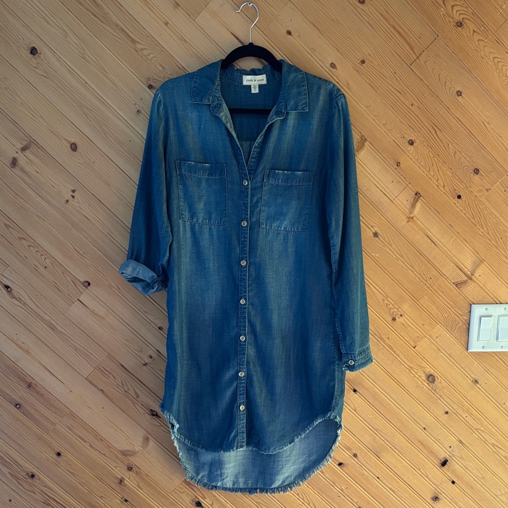 Cloth & Stone Blue Chambray Shirt Dress